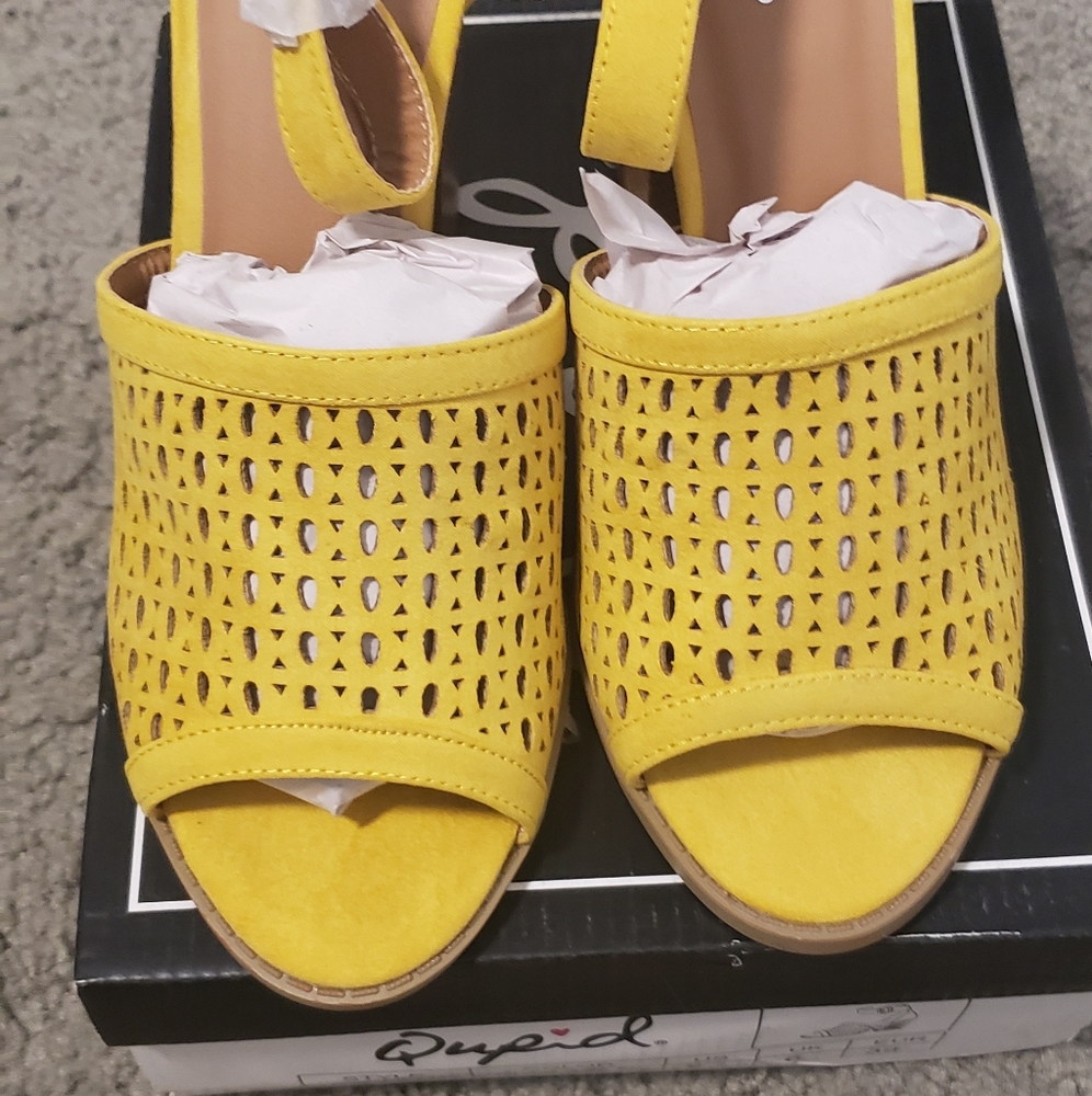 Yellow Block Heel Sandals